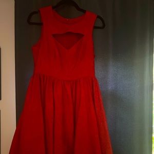 RED embroidered dress. From Nordstrom. US 8. Taffeta underskirt for A LINE look.